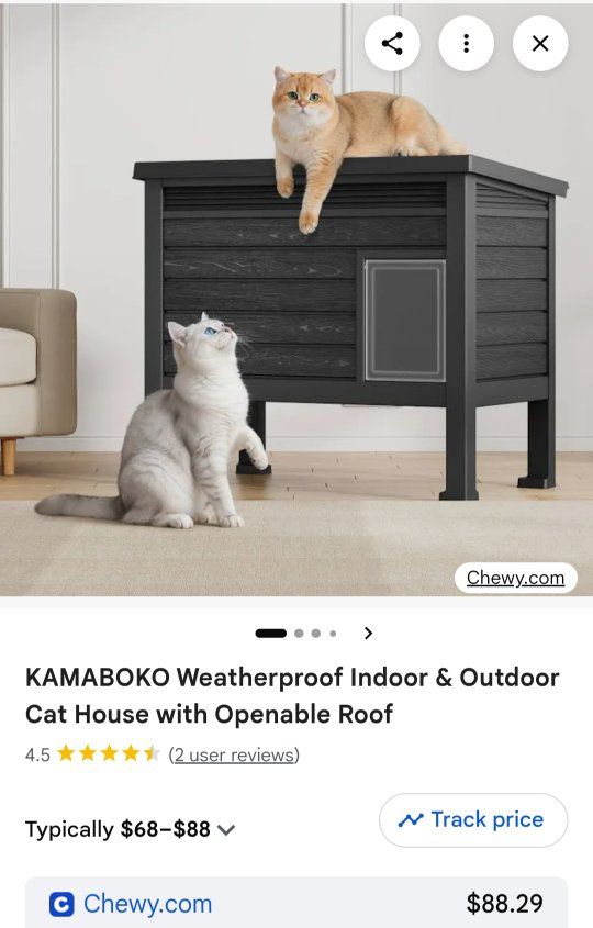 New KAMABOKO Weatherproof Indoor & Outdoor Cat House with Openable Roof