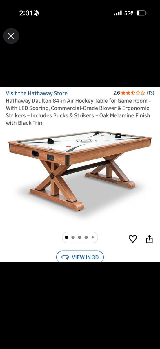 Brand New 84-in Air Hockey Table with LED Scoring & Oak Finish
