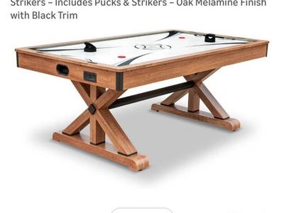 Brand New 84-in Air Hockey Table with LED Scoring & Oak Finish