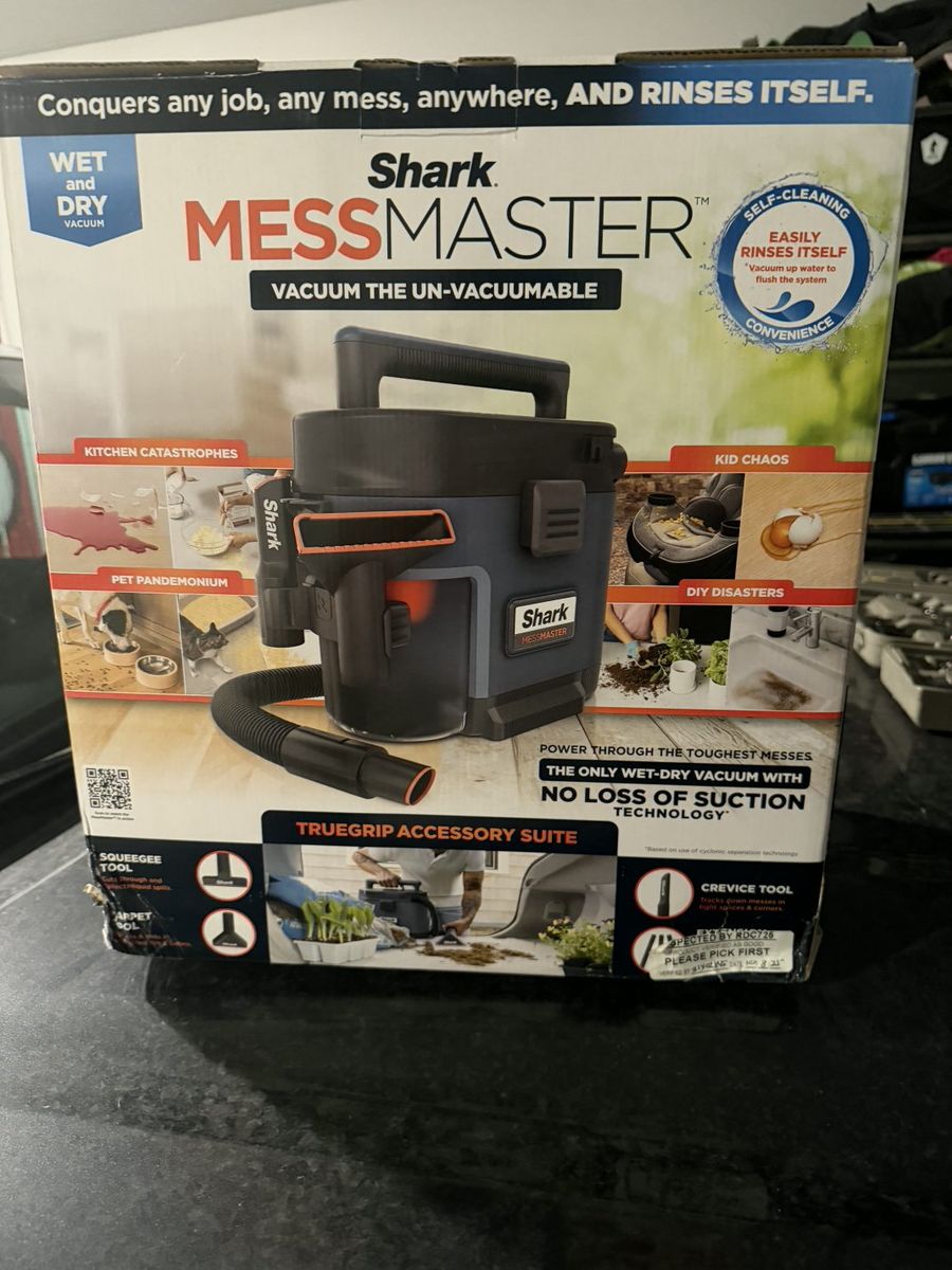 Shark MessMaster Wet & Dry Vacuum - Self-Cleaning, No Loss of Suction, TrueGrip Accessories