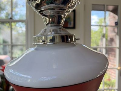 Red striped schoolhouse light by rejuvenation circa 2007 12’