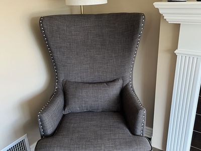 Tall Backed Armchair w/ Chrome Nailhead Trim - in great condition