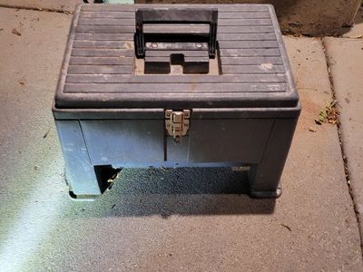Rugged Gray Portable Tool Box with Handle - Durable Storage for Tools & Gear and Seat