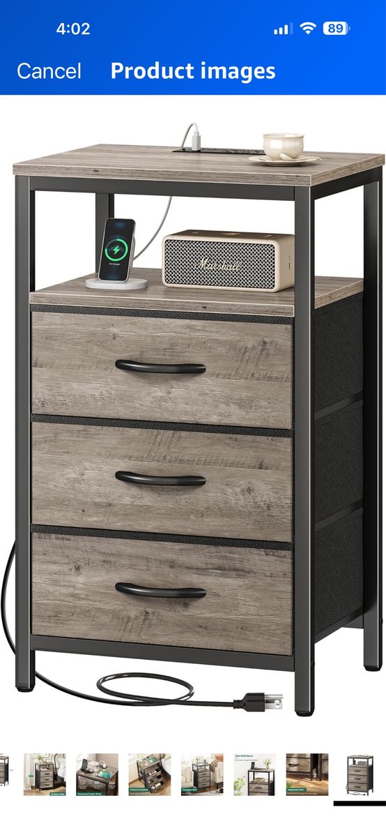 Huuger Nightstand with Charging Station, 27.6 Inch End Table Bedside Table with USB Ports and Outlets, Night Stand for Bedroom,