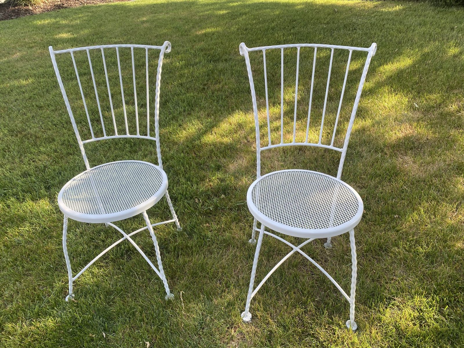 White metal chairs