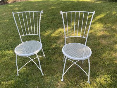 White metal chairs