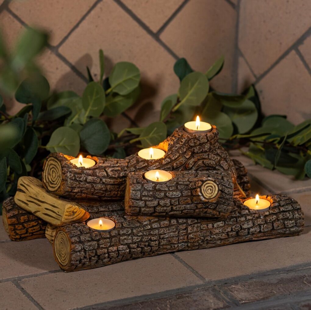 Oak Wood Resin Candle Holder