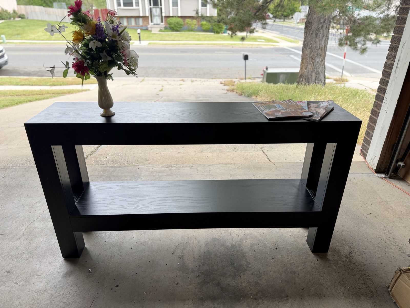 Black Console Table/ Entry Table with Shelf