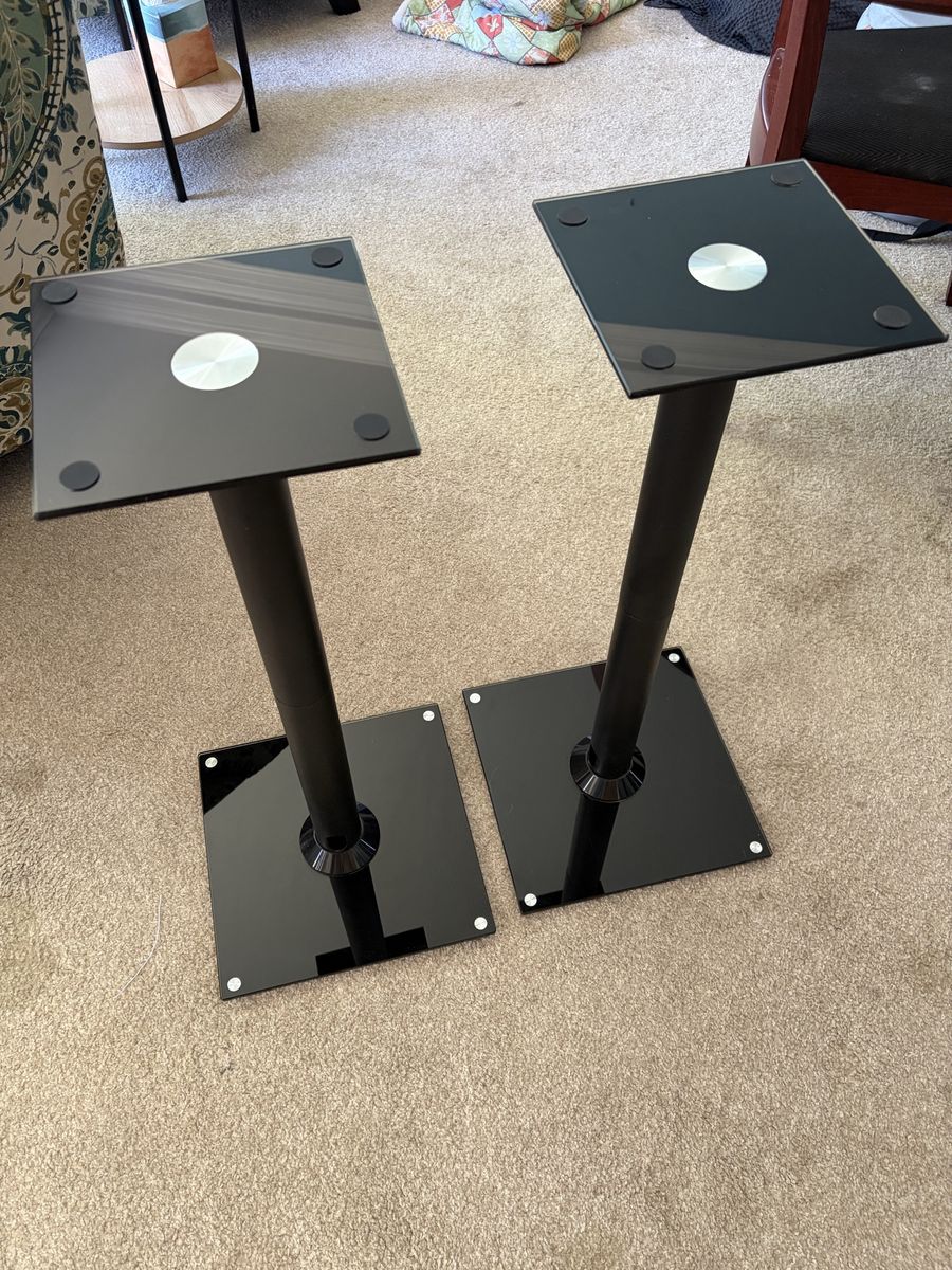 Pair of Glass Speaker Stands 