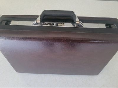 Vintage Samsonite Regal Hard Shell Briefcase, Brown Leather-Look, Combination Lock, Professional Office