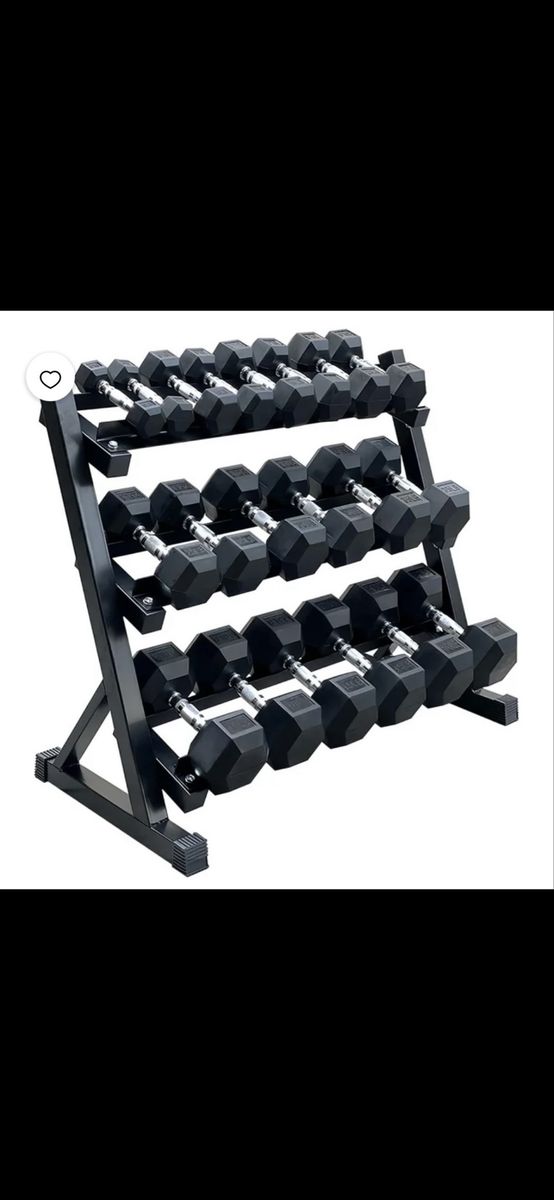 Hex Dumbbell Set 5-45lb with Rack (450lb total)