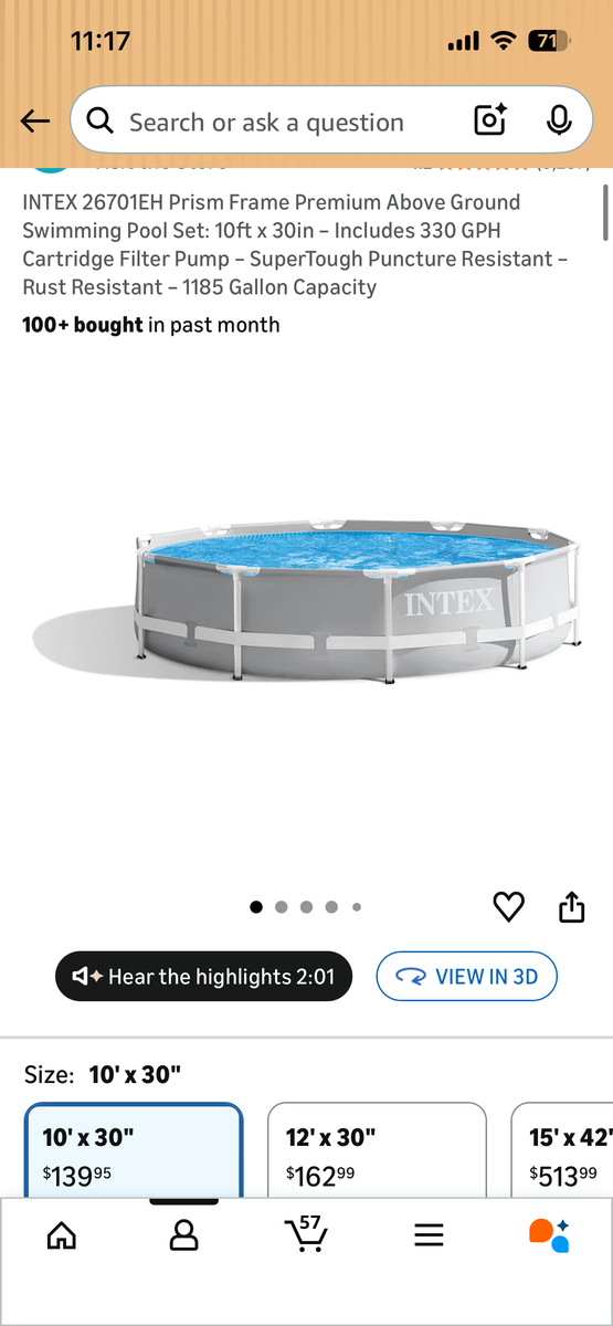 Intex 26701EH Prism Frame Pool Set with Cover, Vacuum, and Storage