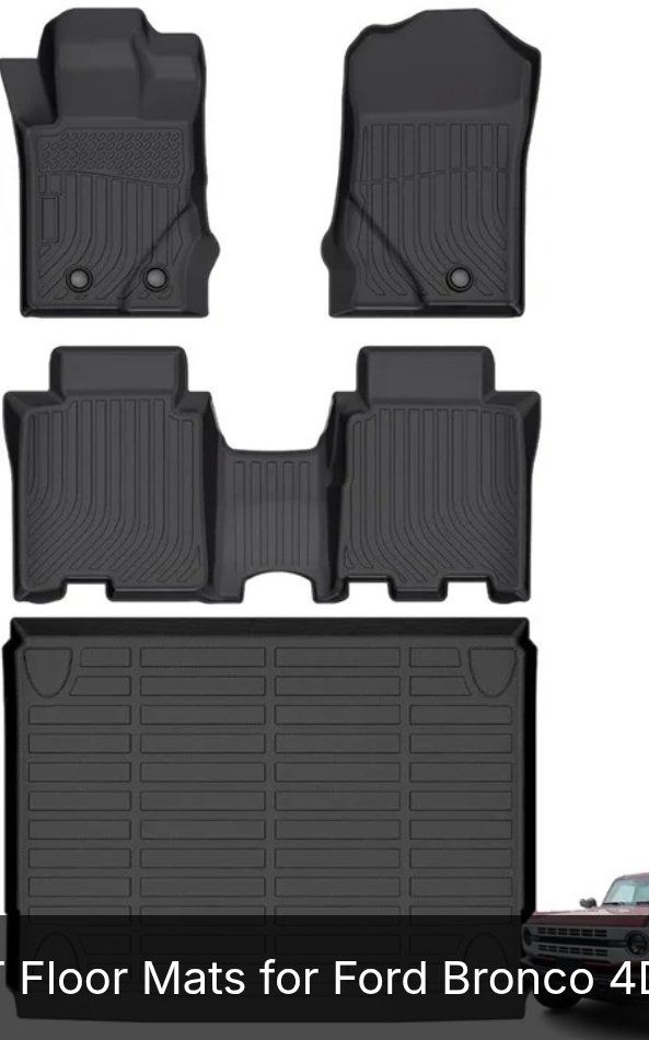 All-Weather TPE Floor Mats & Cargo Liner Set for Ford Bronco 4-Door 2021-2025 (NOT SPORT MODELS)