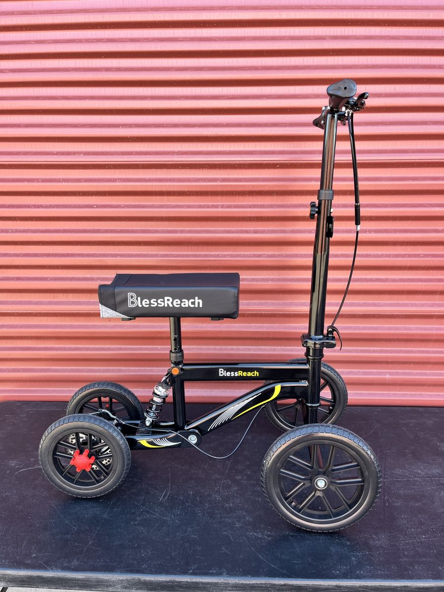Brand New Bless Reach Post Surgery Knee Scooter Deluxe with Shock and Disc Brake Fully Height Adjustable WB2208-T