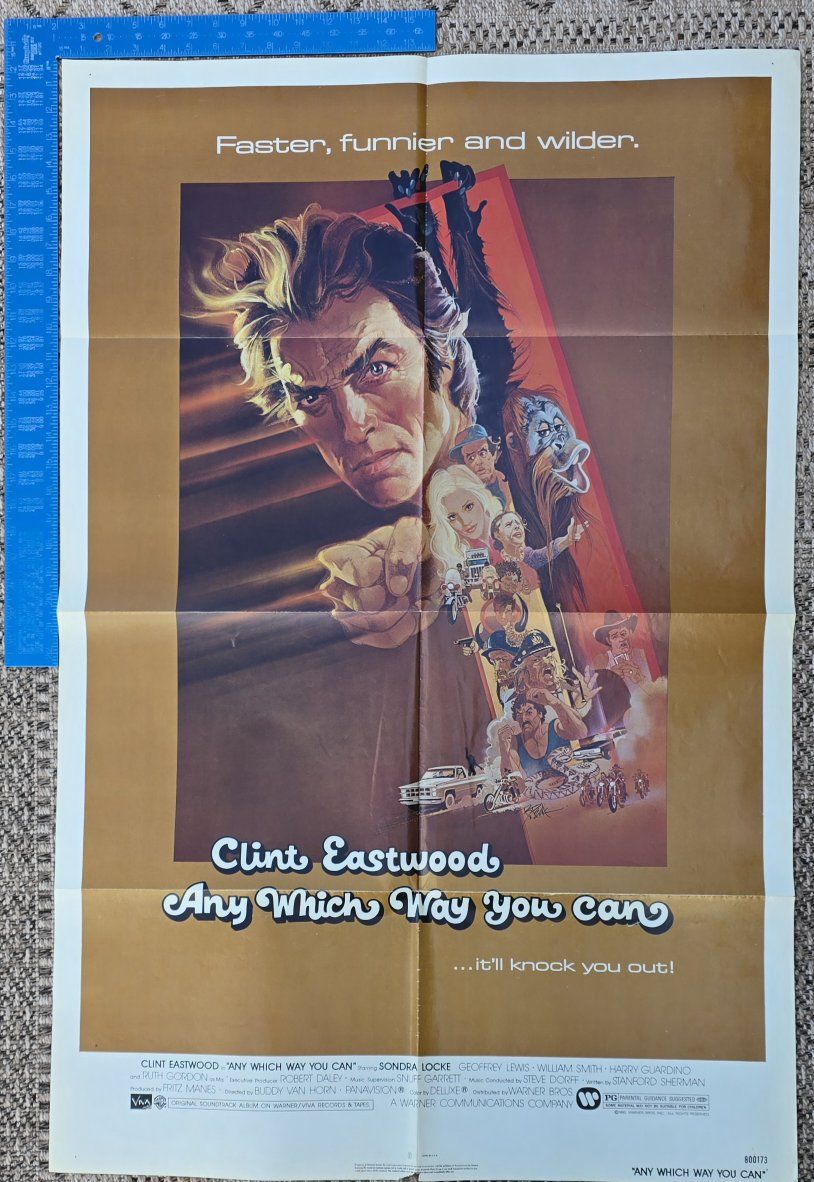 Clint Eastwood Any Which Way You Can Original Movie Poster 1980 Vintage Film Memorabilia
