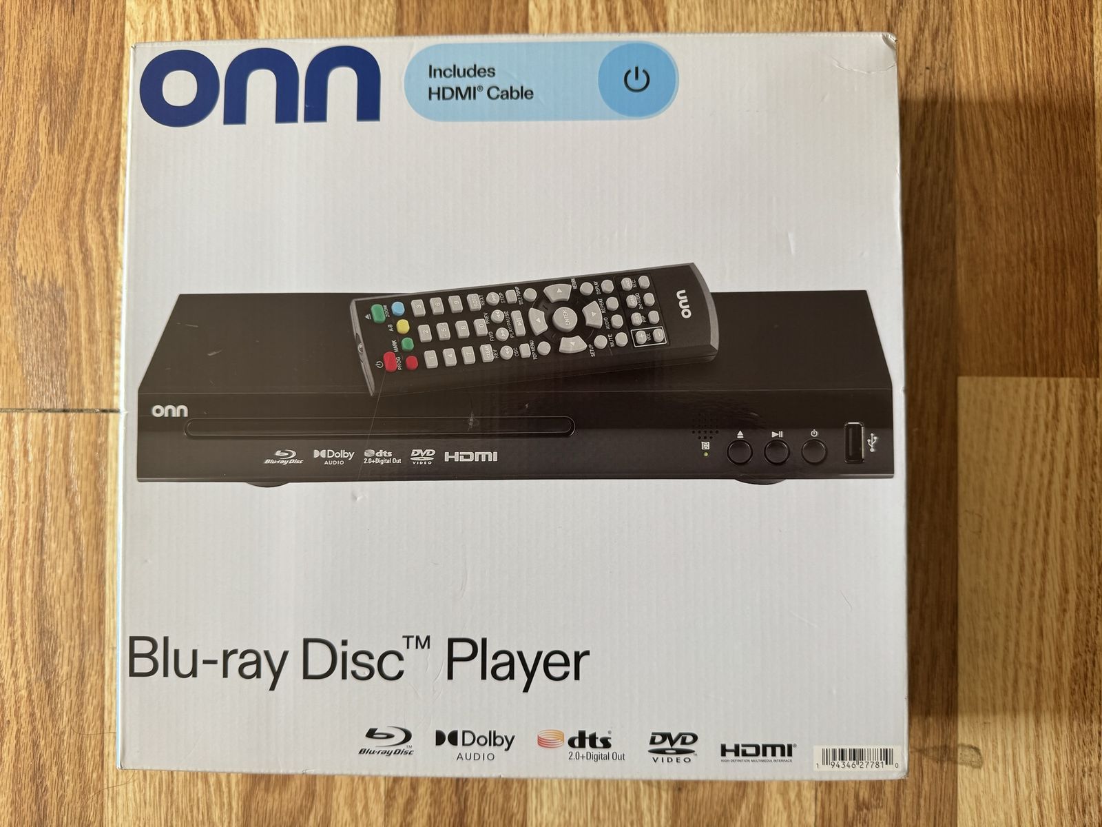 New ONN Blu-ray Disc Player FHD Video & Audio, Supports BD, DVD, CD, USB with HDMI Cable