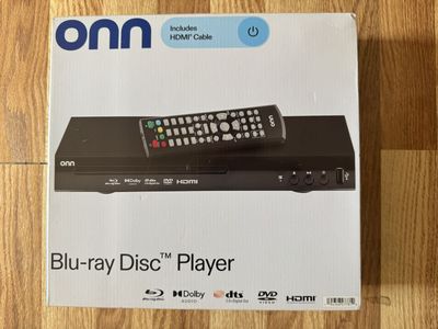 New ONN Blu-ray Disc Player FHD Video & Audio, Supports BD, DVD, CD, USB with HDMI Cable