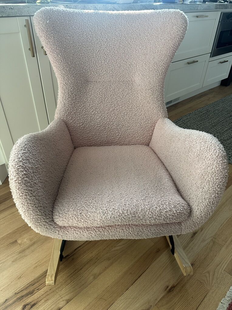 Light pink Sherpa Rocking Chair