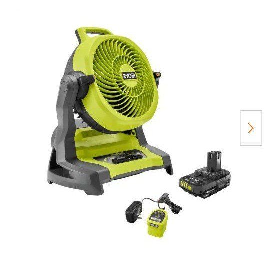 Ryobi ONE+ 18V Portable Bucket Top Misting Fan Kit with Battery and Charger 7.5
