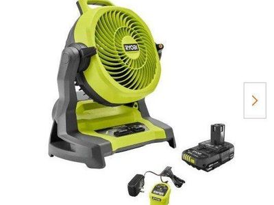 Ryobi ONE+ 18V Portable Bucket Top Misting Fan Kit with Battery and Charger 7.5