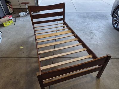 FREE Wooden Twin Slat Bed Frame with Headboard and Footboard