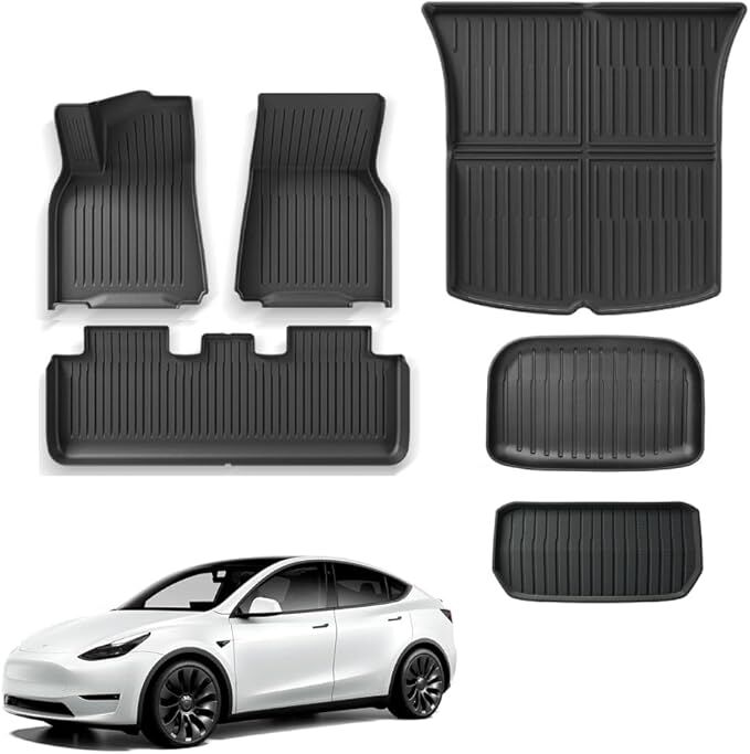 FORONETRY Floor Mats Tesla Model Y 2024 2023 2022 2021 Custom Fit All Weather