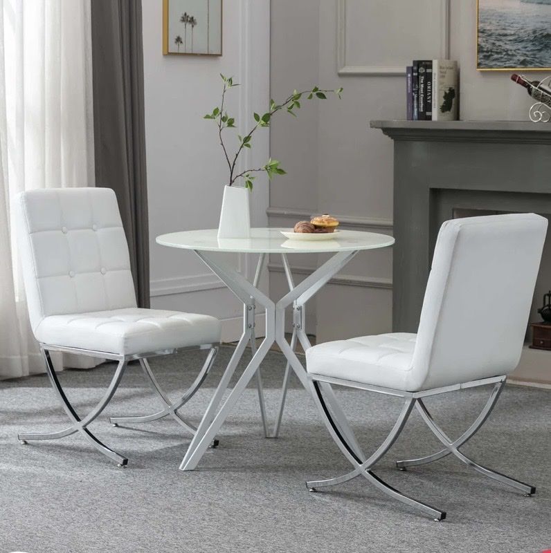 Modern Leather Tufted Dining Chairs Set MSRP $280.