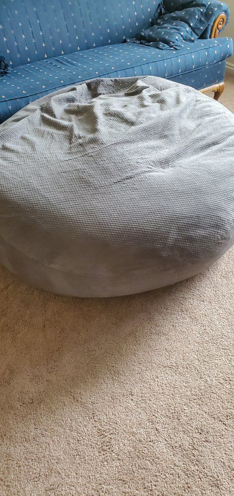 Gray Woven Beanbag Chair for Casual Seating - Comfortable Floor Pillow