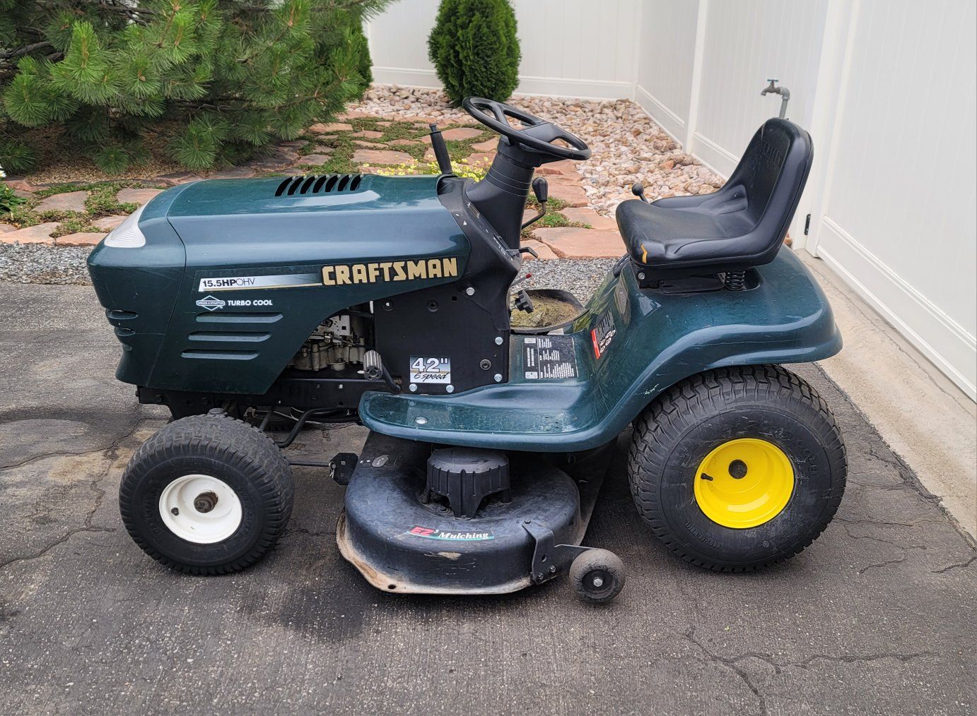1996 Sears Craftsman 15.5HP Briggs & Stratton 42" Riding Lawn Mower Tractor Mulching and Bagging Blades