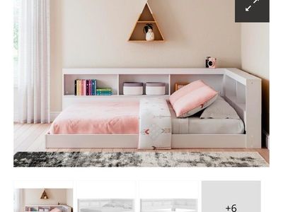 Ashley Furniture Piperton Full Bookcase Storage Bed - White, Corner Design, Used
