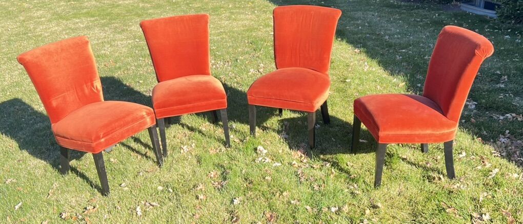 4 Vintage Crate & Barrel Velvet Rollback Chairs