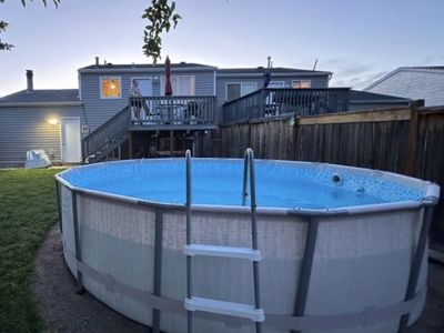 14ft x 42in Above Ground Metal Frame Swimming Pool Set with Ladder and Pump