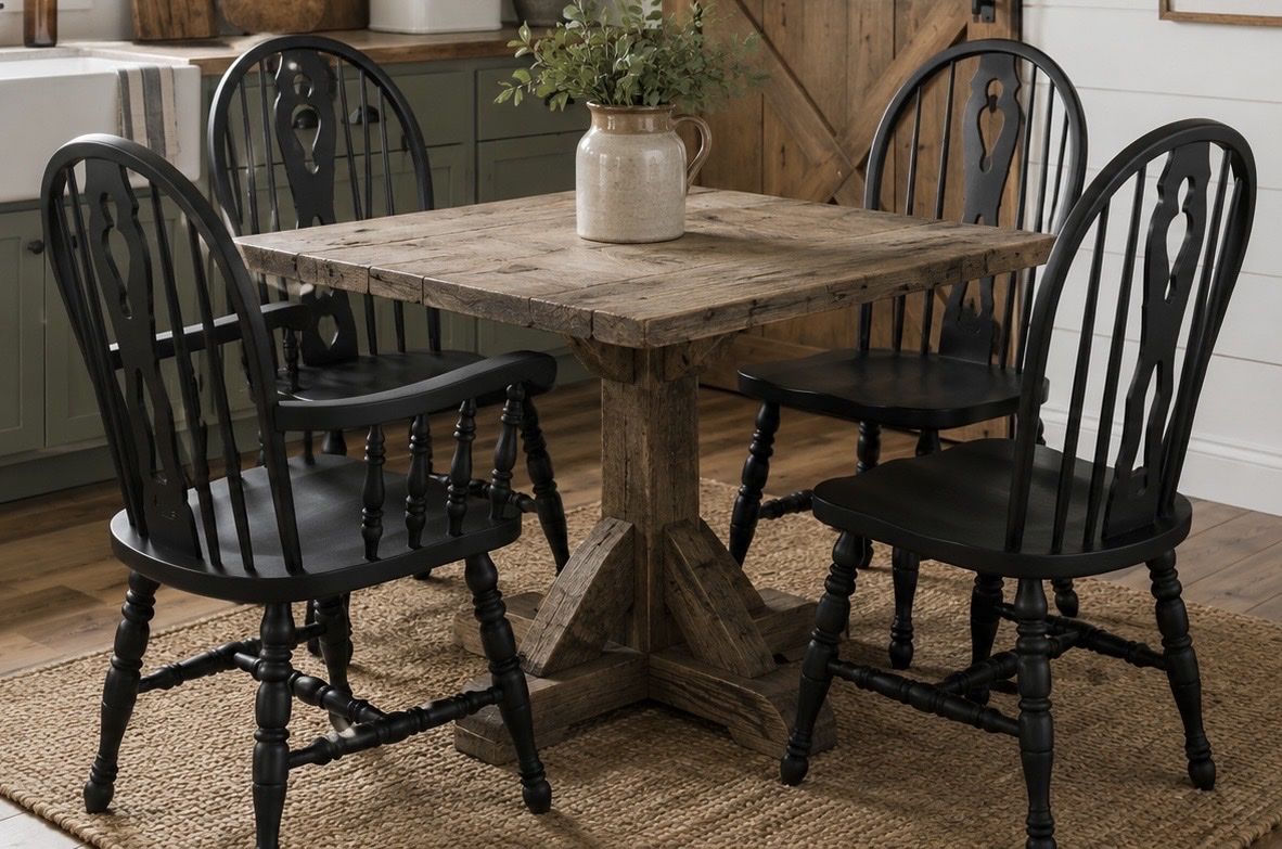 Set Of 4 Cochrane Vintage Farm-Style Windsor Dining Chairs