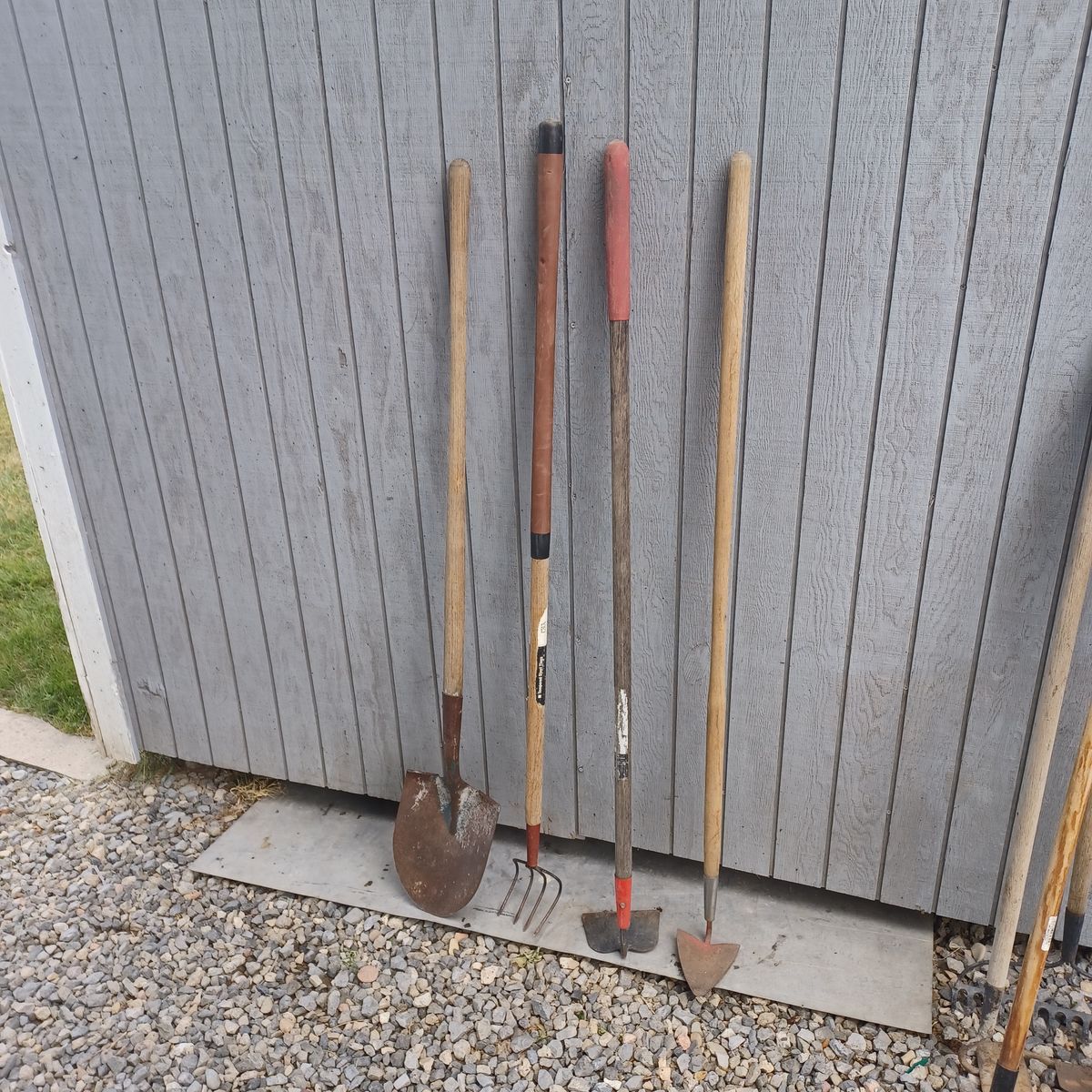 Garden tools. Hoes, shovel etc.