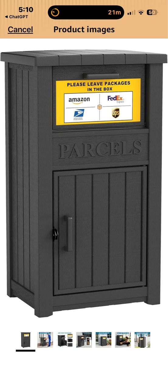 Large Capacity Outdoor Parcel Drop Box - Secure Package Delivery & Pickup, Weatherproof Storage