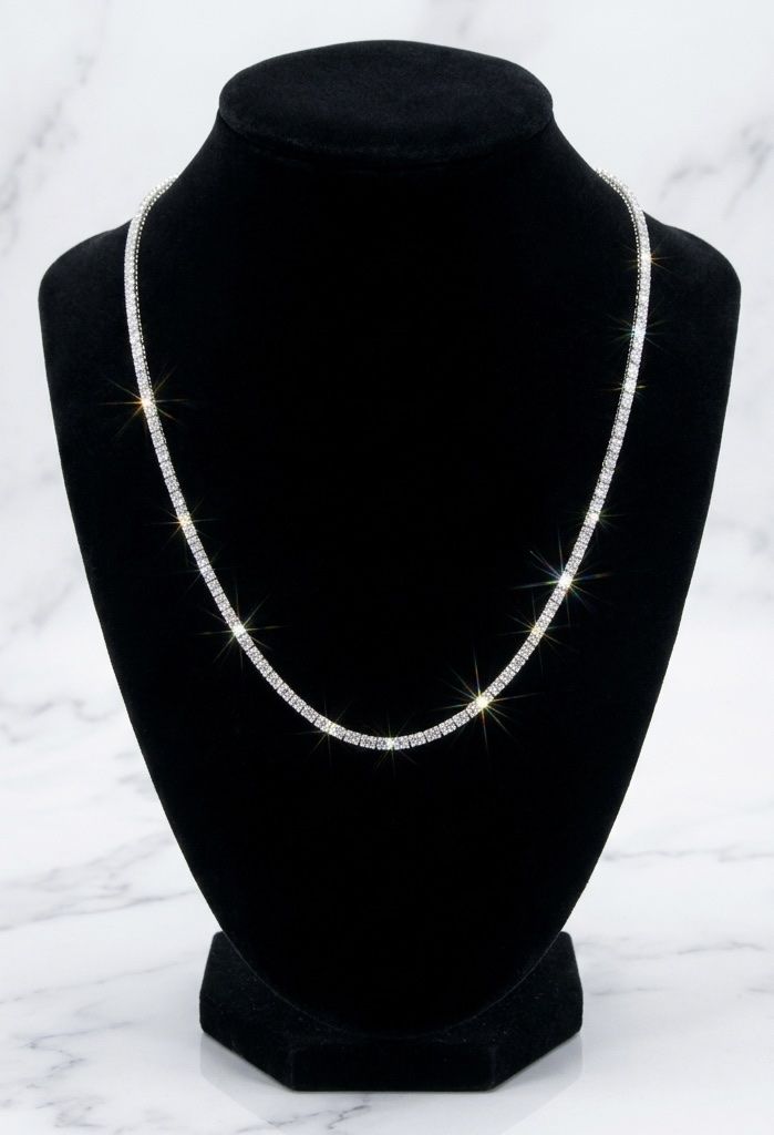 5 CT Lab Diamond Tennis Necklace – 14K White Gold – 18” – E/F VS