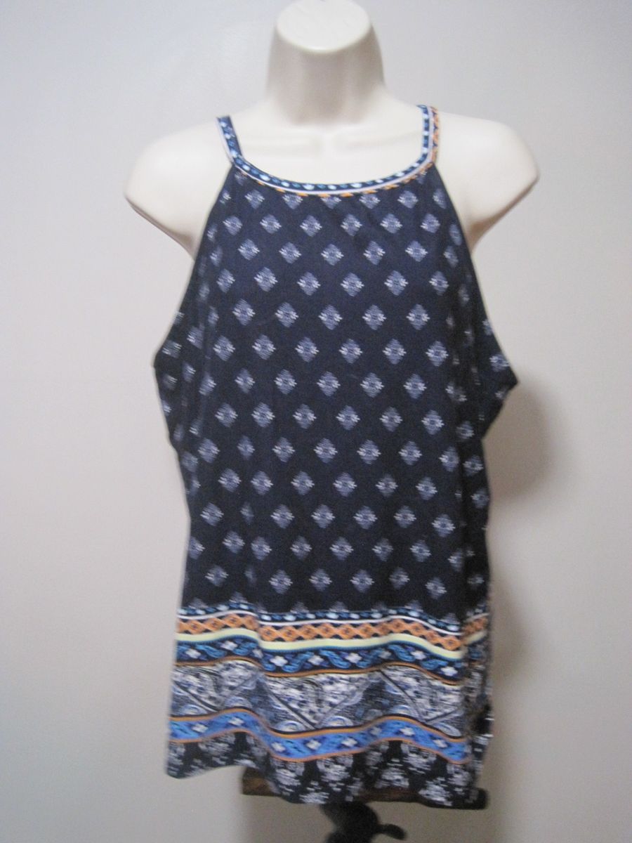 No Boundaries Women's Size Medium Blue Colorful Stretch Soft Sleeveless Tank Top