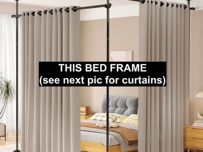 Bed Curtain Frame & Black Velvet Curtains
