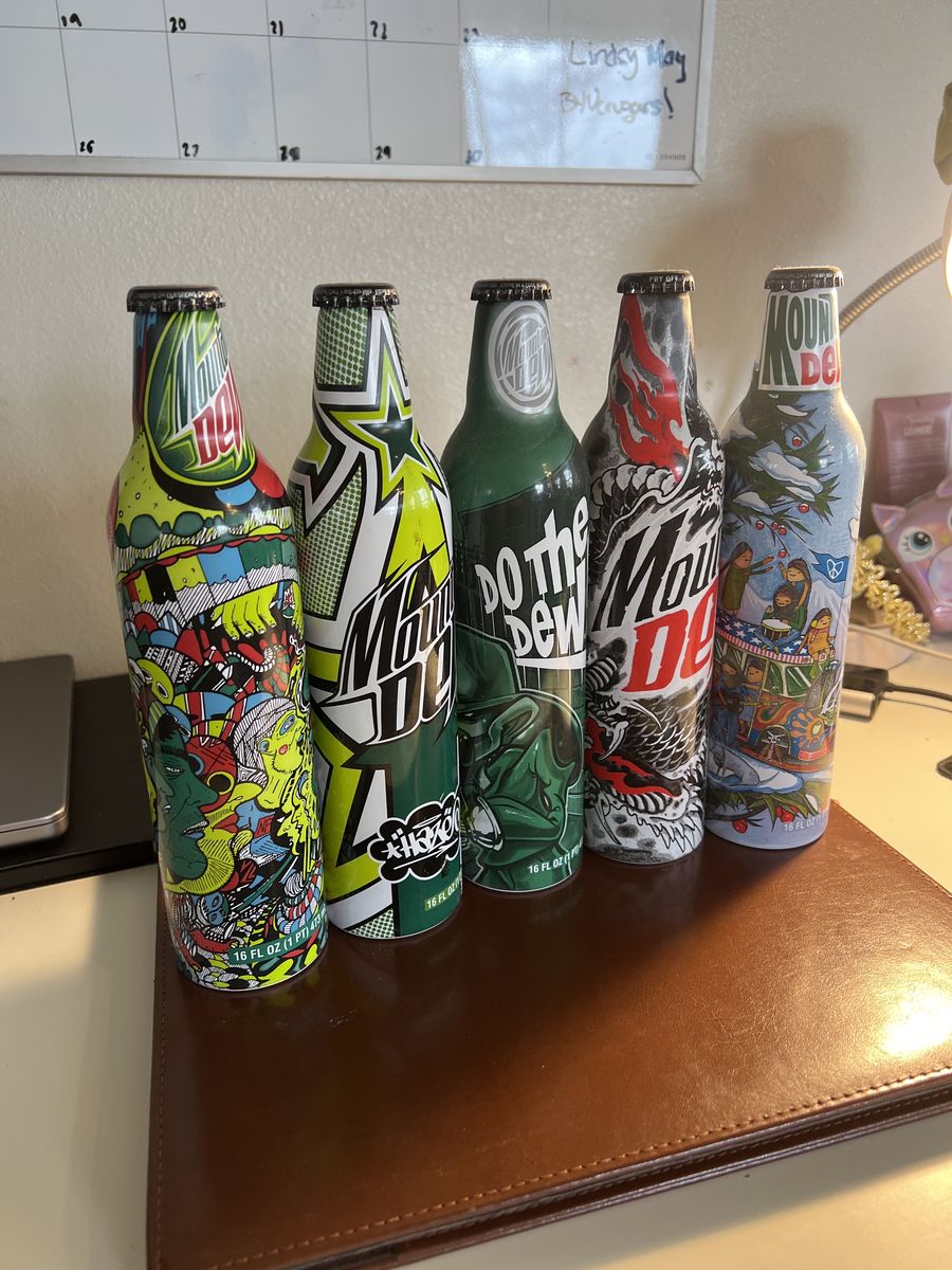 Green Label Art 2000s Mountain Dew Bottles