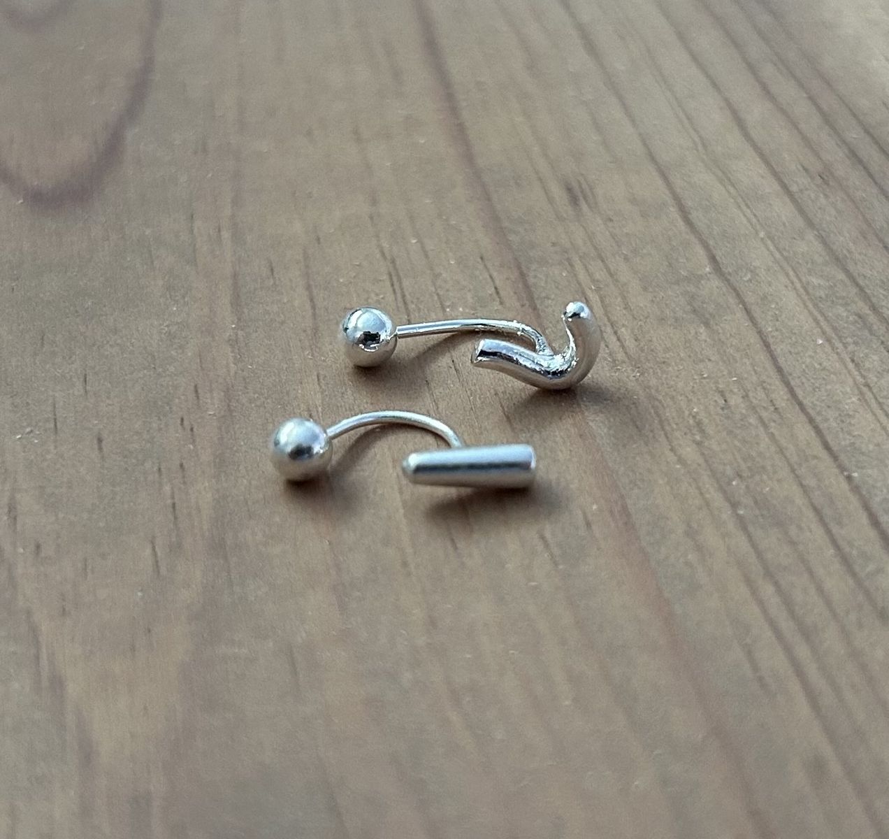 2 sets of Silver 925 Question Mark and Exclamation Point Screw Back Earrings
