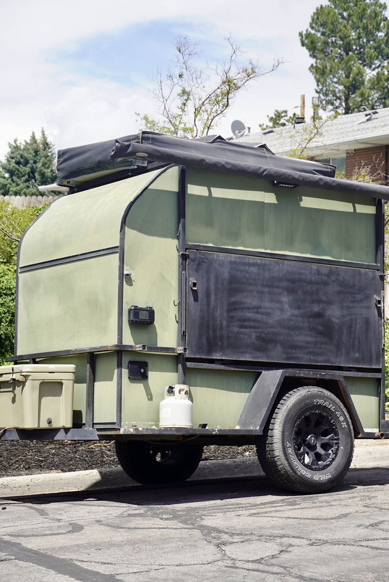 Custom Built Off-Road Camper Trailer with Rooftop Tent & Awning - Green/Black