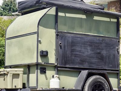 Custom Built Off-Road Camper Trailer with Rooftop Tent & Awning - Green/Black