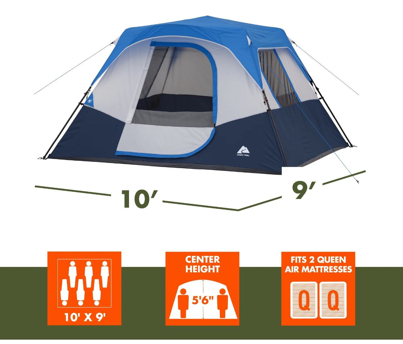 Ozark trail 10’x9’ 6-person tent