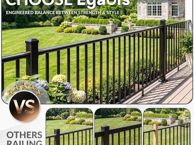 Egardis Modular Aluminum Deck Railing Kit - Black, Easy DIY for Deck, Porch, Patio, Stairs