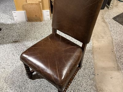 Dining Chairs Set (6) Leather and Wood