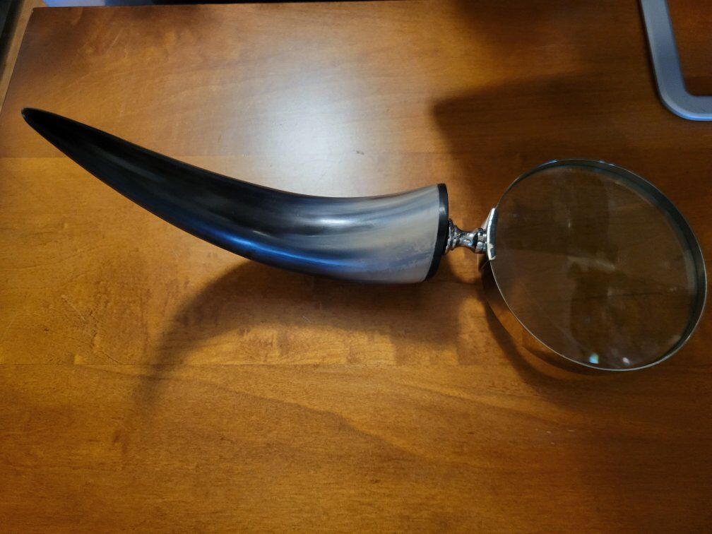 XXL Vintage 5" Magnifying Glass With Curved Horn H