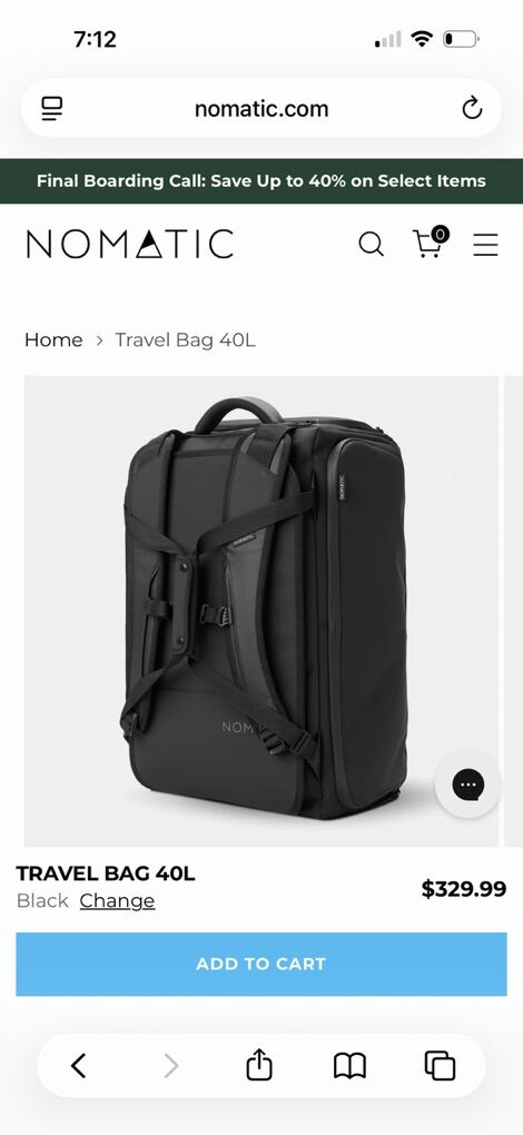 Nomatic 40L Travel Bag - New