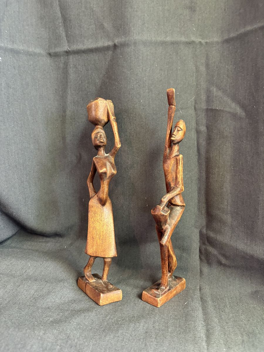 Vintage Hand-Carved African Wood Sculptures – Matching Pair $40/both cash/venmo in Draper