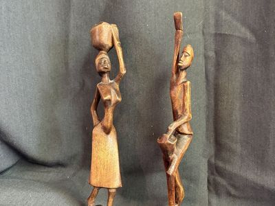 Vintage Hand-Carved African Wood Sculptures – Matching Pair $40/both cash/venmo in Draper