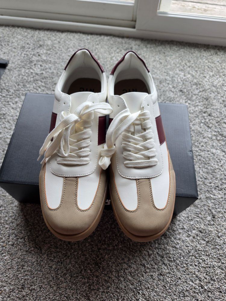 New in Box Madden NYC Men's Casual Sneakers White Tan Maroon Size 13